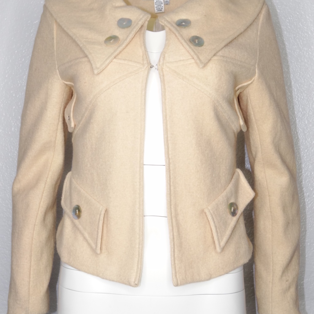 Maxmara Small Wool Silk Blazer Coat Cream